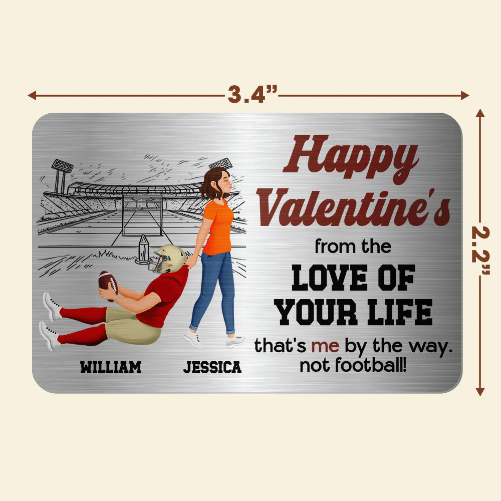 Personalized Gifts For American Football Couple Wallet Card, Funny Message 02qhdt091224pa-Homacus