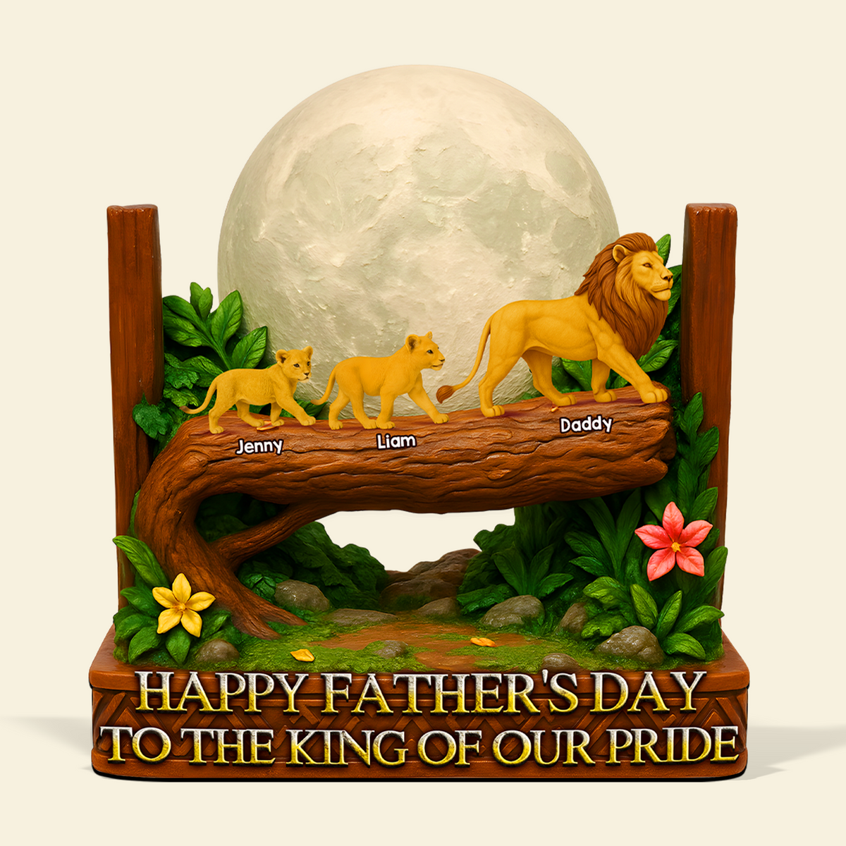 Lion Dad Plaque - Personalized Gifts For Dad 01napu020525-Homacus