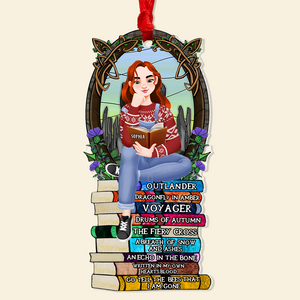 Personalized Christmas Gifts For Book Lovers Ornament 06hupu160924pa A Girl Sitting On Stack Of Books Reading-Homacus