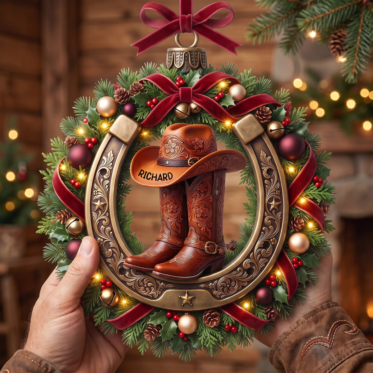 Sparkly Cowgirl & Cowboy Acrylic Ornament - Personalized Christmas Gifts 06tyqn150826