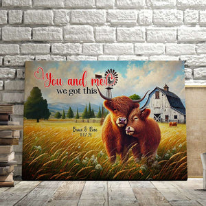 Personalized Gift For Couple Wall Art, Highland Cow Couple Canvas 02QHLU131224-Homacus