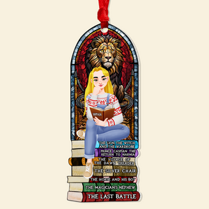 Personalized Gift For Book Lovers 03HUPU170924PA A Girl Sitting On Stack Of Books Reading Ornament-Homacus