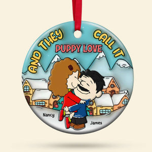 Personalized Gifts for Couple Ceramic Ornament Puppy Love Christmas 02xqpu200724hg-Homacus