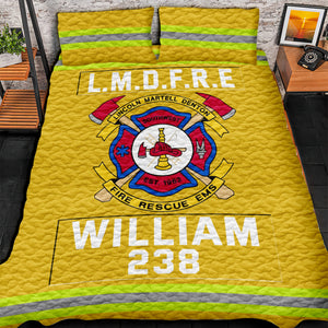 Fire Department Quilt Bedding Set- Custom Fire Station Logo Gifts For Firefighter With Name, Number Tag 03qhqn080125-Homacus