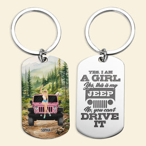Personalized Gifts For Girl Keychain 01HUDT060624TM Car Girl With Watercolor Background-Homacus