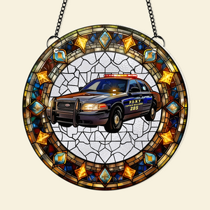 Personalized Christmas Gifts For Police Car Lovers Suncatcher Ornament 78acpu290824-Homacus