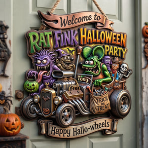 Hot Rod Garage Halloween Party Sign - Personalized Halloween Decor For Hot Rod Lovers 07qhlu070826