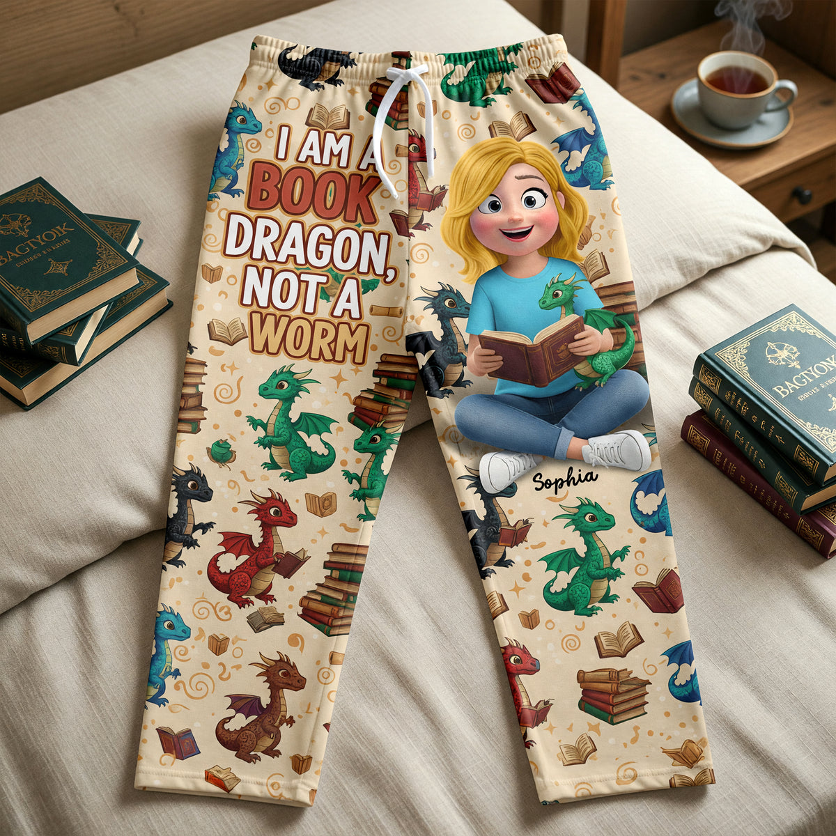 Book Dragon Pajama Pants - Personalized Gifts For Book Lovers 05naqn171225-Homacus