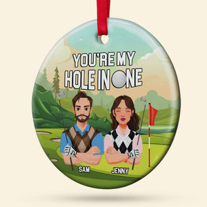 Personalized Christmas Gifts For Golf Couple Ceramic Ornament 02TOMH301024PA-Homacus