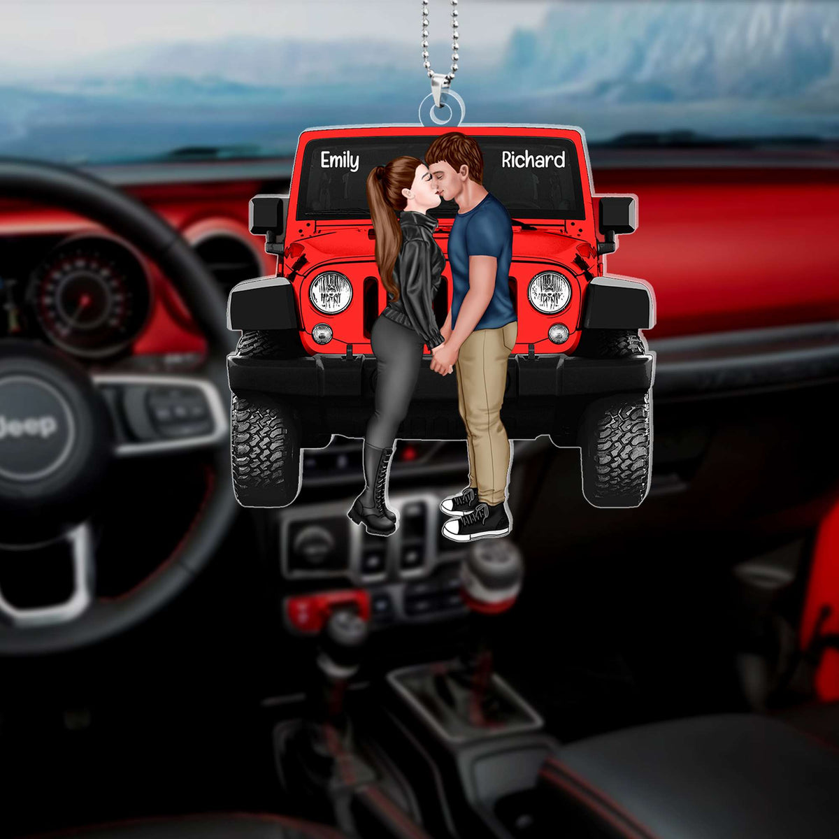 Personalized Gifts For Couple Car Ornament 03OHQN130624HH-Homacus