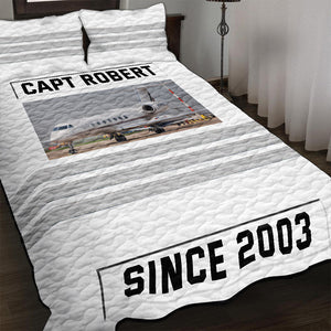 Personalized Gift For Pilot Quilt Bedding Set, Custom Rank & Airline Logo 04QHQN080125-Homacus