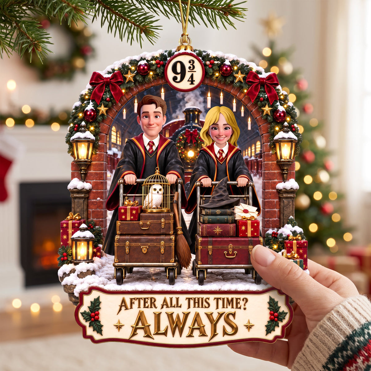 Whimsical Train Christmas Ornament - Personalized Gifts For Couple 03tyqn120926-Homacus