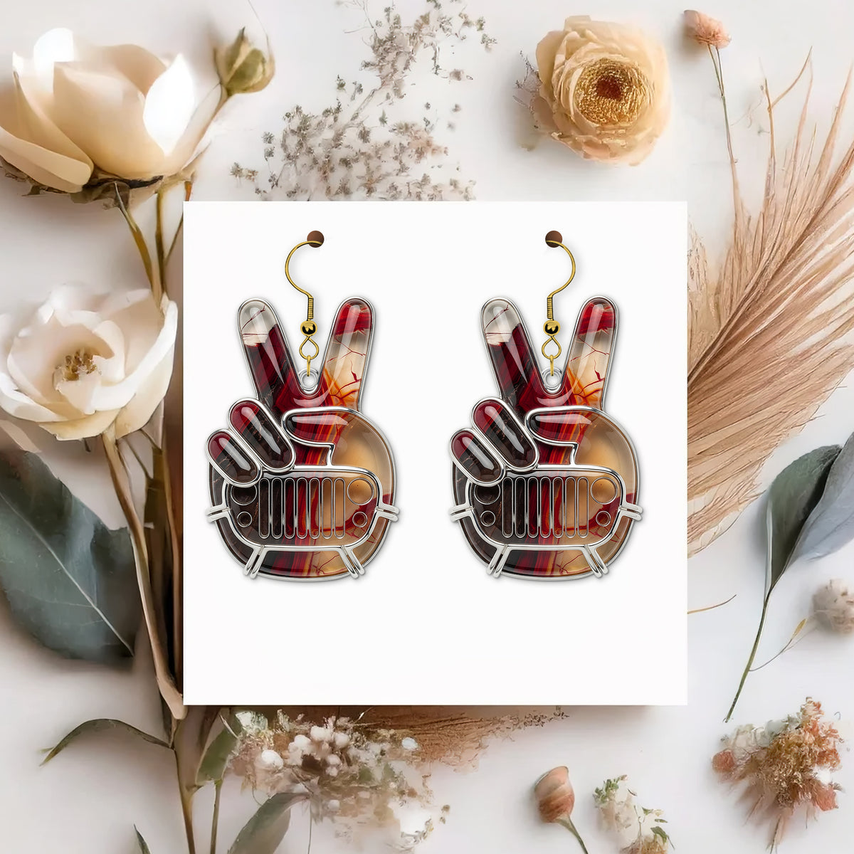 Off-road Hand Sign Earrings, Personalized Gifts For Off-Road Girl 02qhtn120725-Homacus