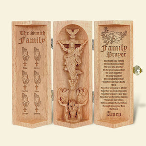 Personalized Gifts For Family Openable Wooden Cylinder Sculpture 04TOMH230125-Homacus