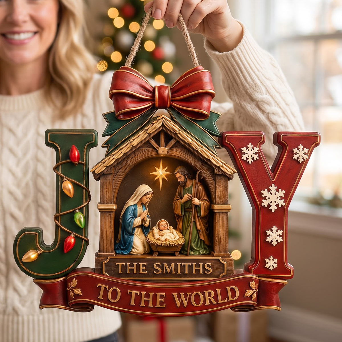 Jesus Joy To The World Acrylic Sign - Personalized Gifts For Christian Christmas Acrylic Sign 01HAQN060826