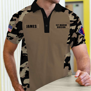 Custom Military Branches Gifts For Veteran Polo Shirt Camo Soldier With Division 03ACQN210624-Homacus