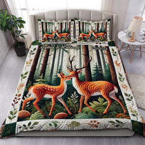 Personalized Gifts For Couple Quilt Bed Set, Romantic Deer Couple 03qhdt241224-Homacus