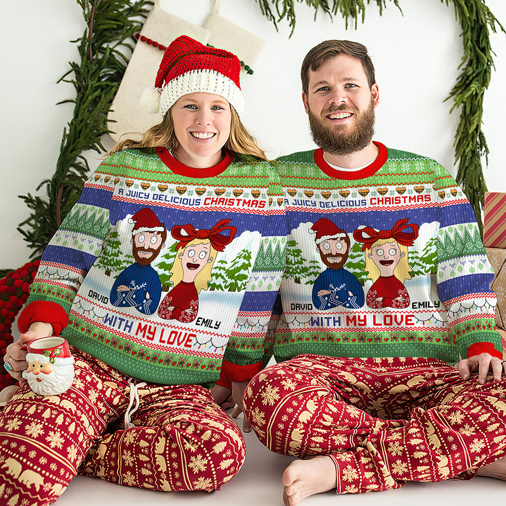 Personalized Gifts For Couple Ugly Sweater, Juicy Delicious Christmas 01tgqn291024hg-Homacus