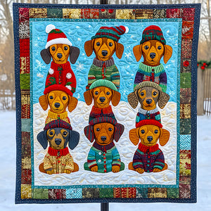 Dachshund Dog Christmas Quilt Bed Set Gifts For Dog Lovers 05HUDT041124-Homacus