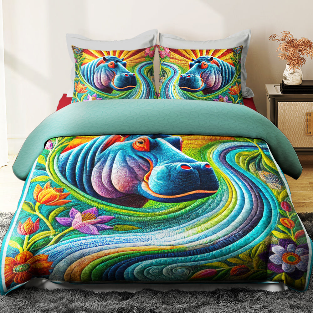 Gifts For Highland Hippo Lovers Quilt Bedding Set Special Line 04xqqn140125-Homacus