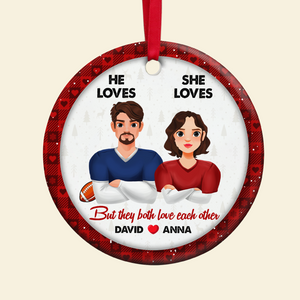 Personalized Christmas Gifts For Couple Ornament American Football Couple 03HUPU141024HG-Homacus