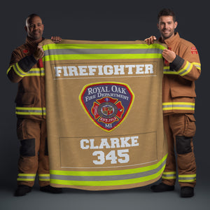 Fire Department Blanket - Custom Fire Station Logo Gifts For Firefighter With Name, Number Tag-Homacus