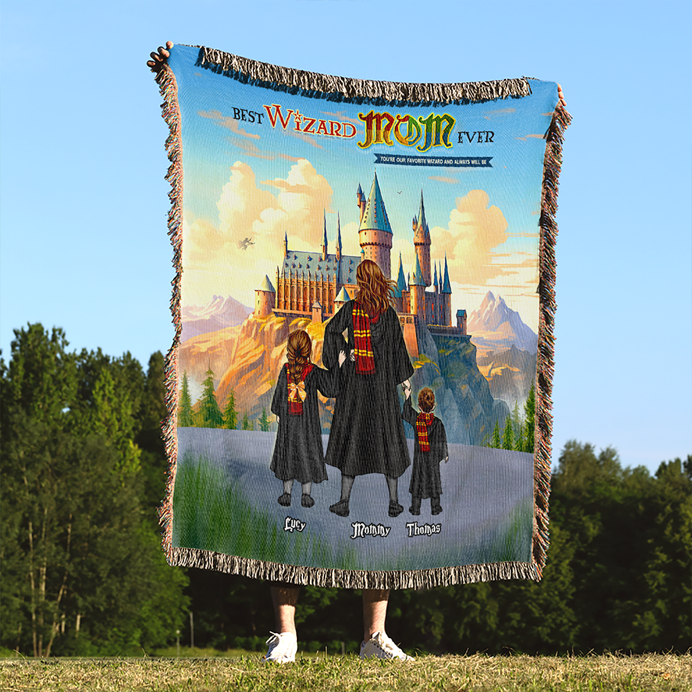 Personalized Gifts For Mom Woven Blanket Mother's Day Wizard Mom 06ACHU030425TM-Homacus