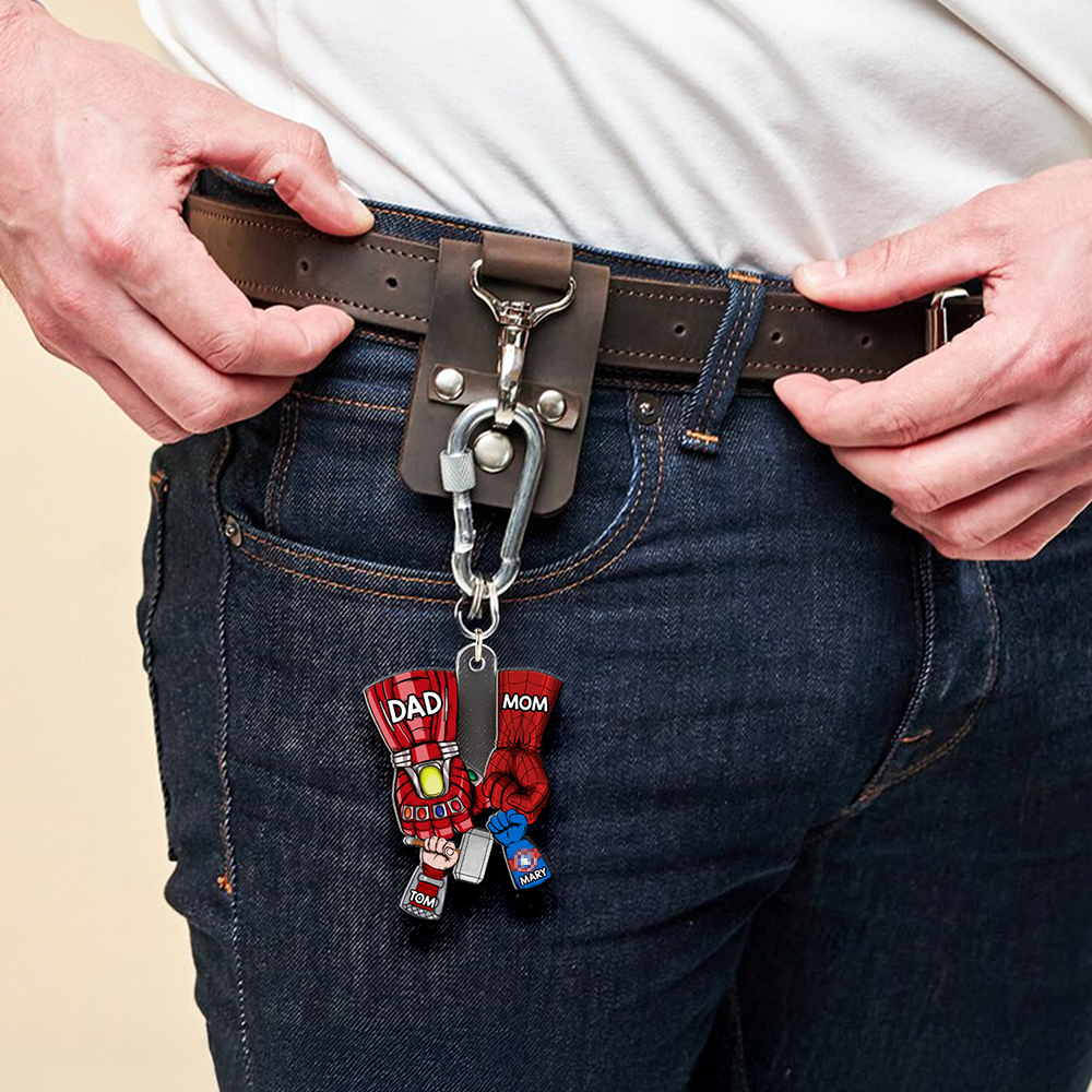 Personalized Gifts For Family Keychain Superhero Fist Bump 03QHHU030325HA-Homacus