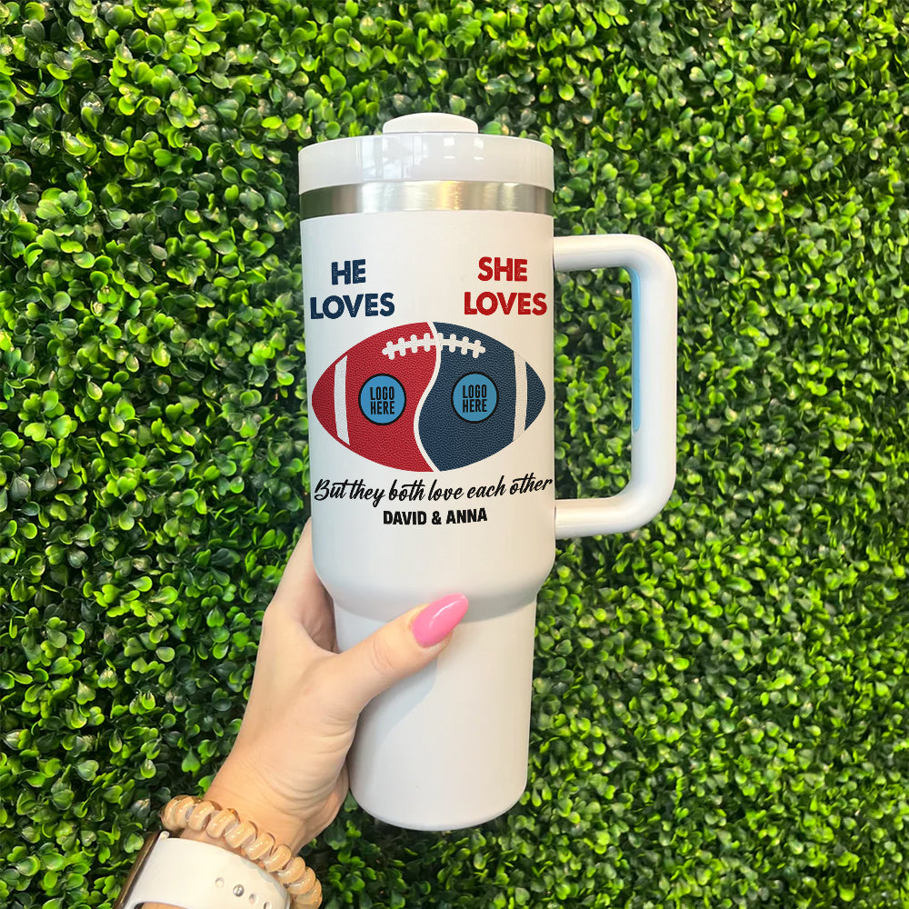 Custom Team Logo Gifts For Couple Tumbler 02HUTI290923 Football Couple Shape-Homacus