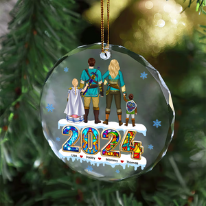 Video Game Family Ornament - Personalized Gifts For Family With Swords-Homacus