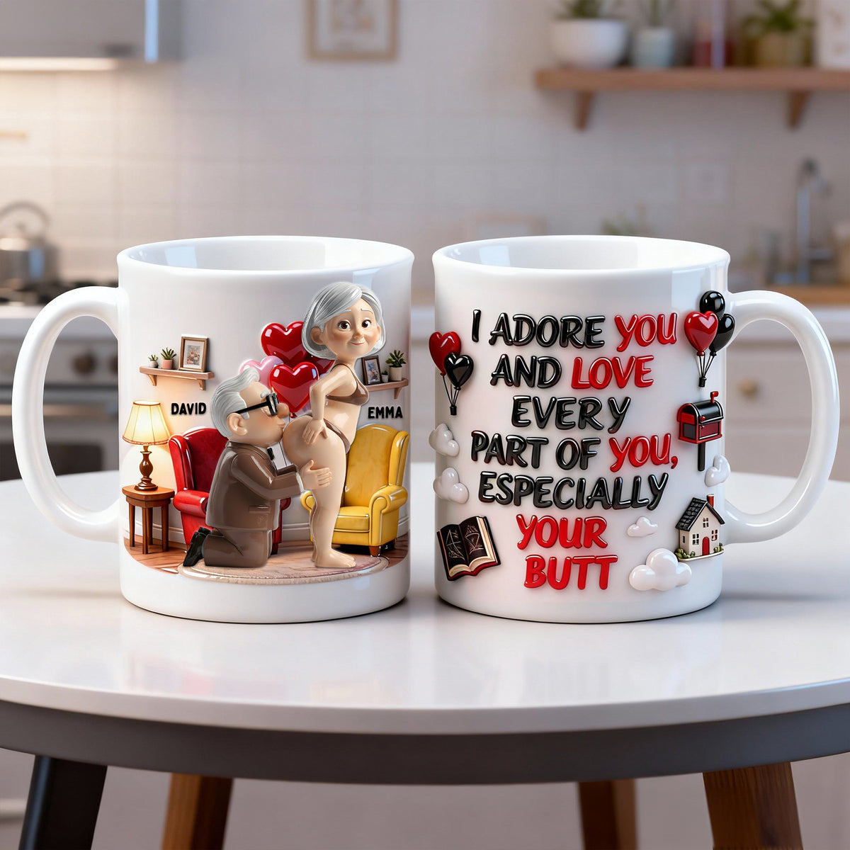 Cheeky Kisses Couple Coffee Mug - Personalized Gifts For Couples 05OHLU261225-Homacus