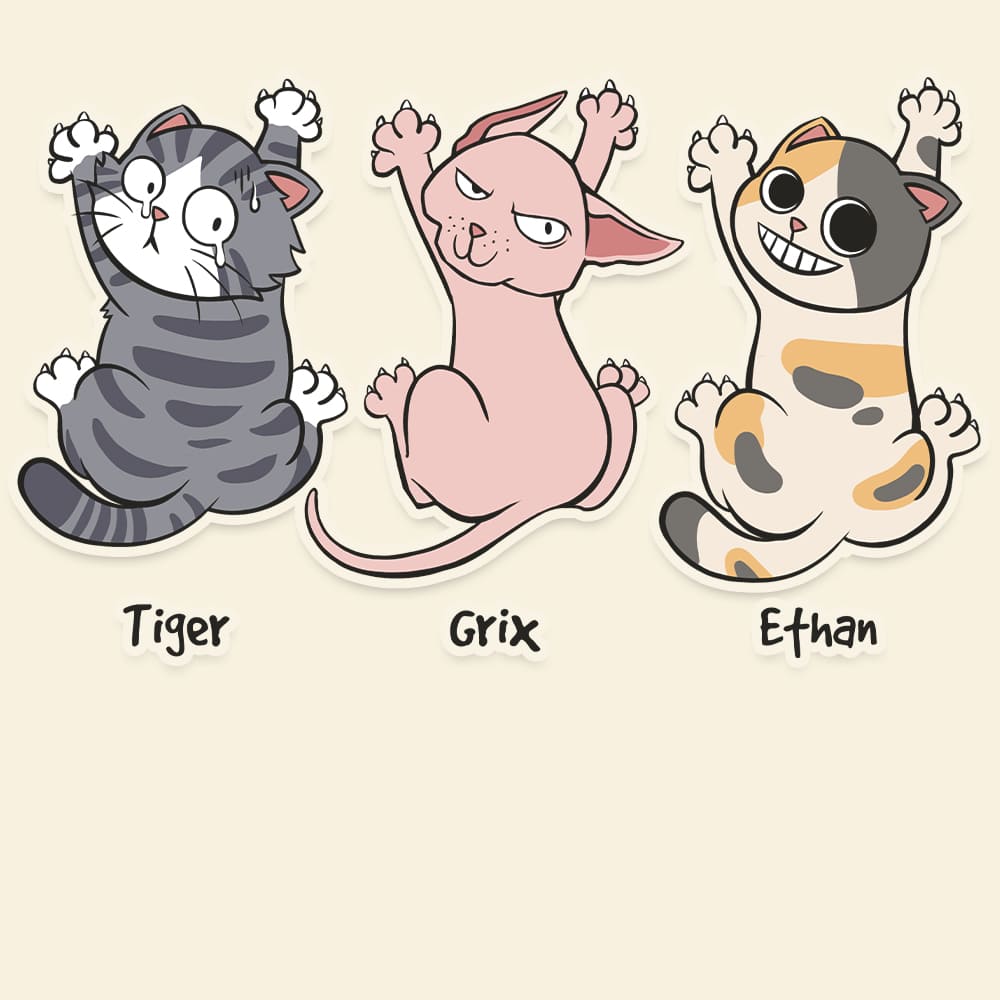 Personalized Gifts For Cat Lovers Car Decal, Funny Cat Hanging Climbing 03qhtn080724-Homacus