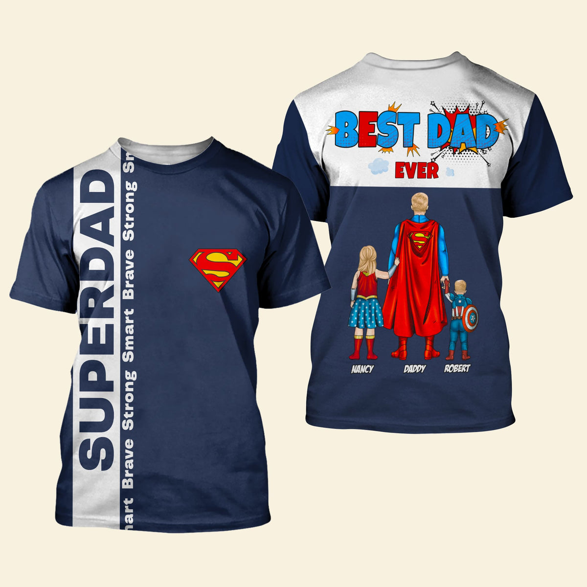 Personalized Gifts For Dad Shirt Super Dad Brave Strong Smart 06todt090425pa-Homacus