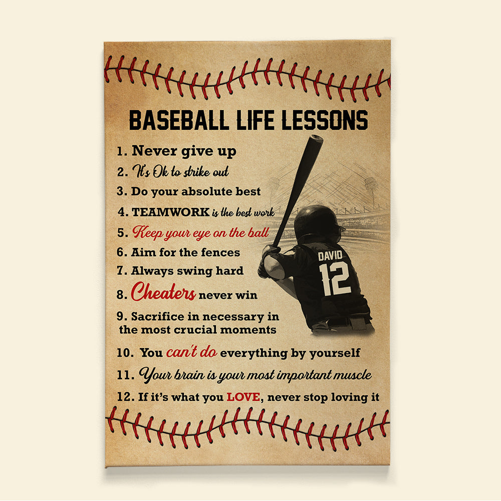 Personalized Gifts For Baseball Lover Canvas Print Baseball Life Lessons 02QHTN070225-Homacus