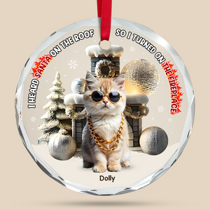 Custom Photo Gifts For Pet Lovers Christmas Ornament, Turned On The Fireplace 01tgpu281024-Homacus