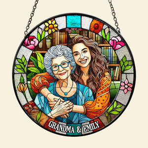 Custom Photo Gifts For Grandma Stained Glass Grandma Sunflower 04DTDT050325-Homacus