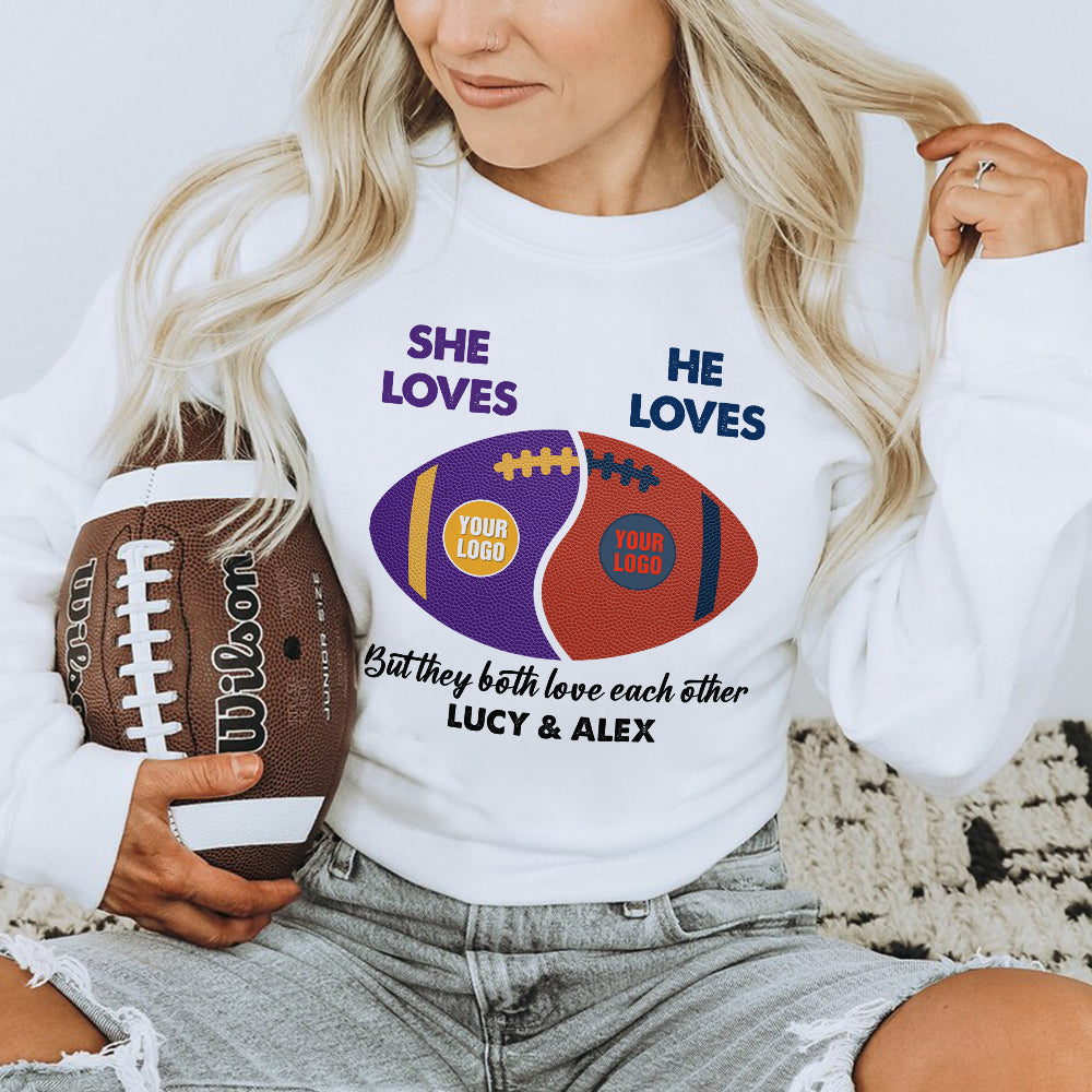 Custom Team Logo Shirt 05huti130123 American Football Shape Gifts For Couple-Homacus