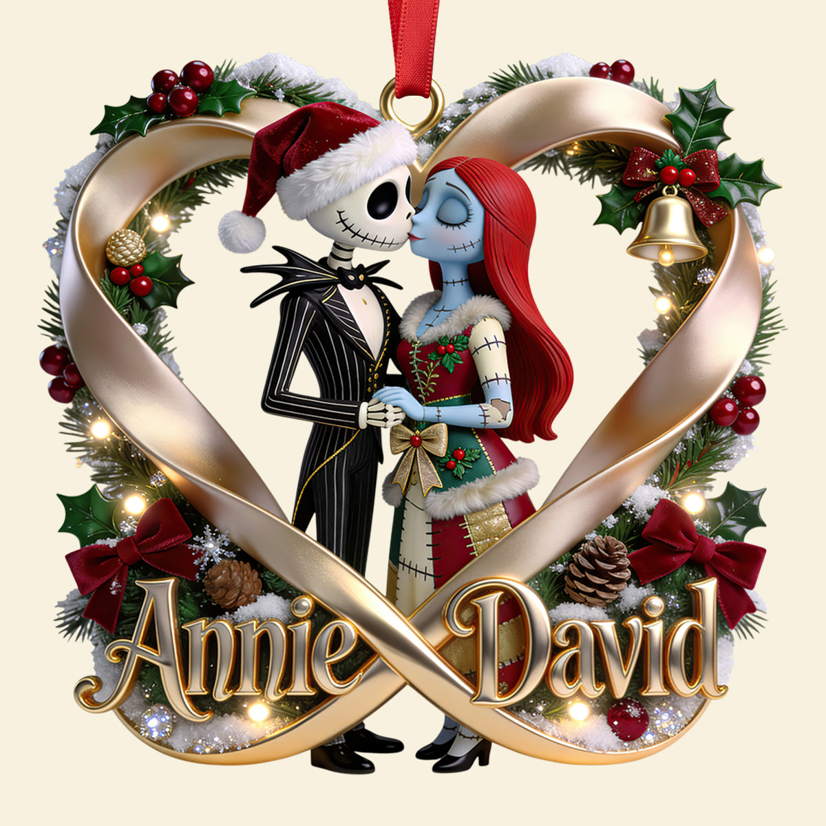 Kissing Spooky Couple Christmas Ornament - Personalized Gifts For Couple 06pgdt231026-Homacus