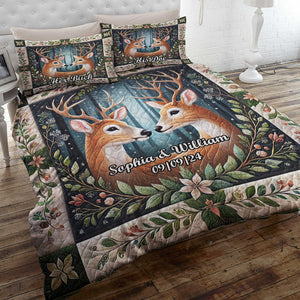 Personalized Gifts For Couple Quilt Bed Set, Romantic Deer Couple 03qhdt241224-Homacus