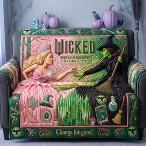 Pink & Green Quilted Sofa Cover - Personalized Gifts For Witch Lovers 01qhqn150826-Homacus