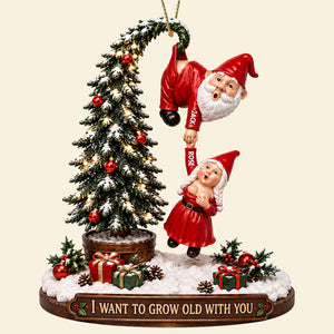 Funny Old Santa Couple Ornament - Personalized Gifts For Couple Christmas Ornament 01OHDT260826