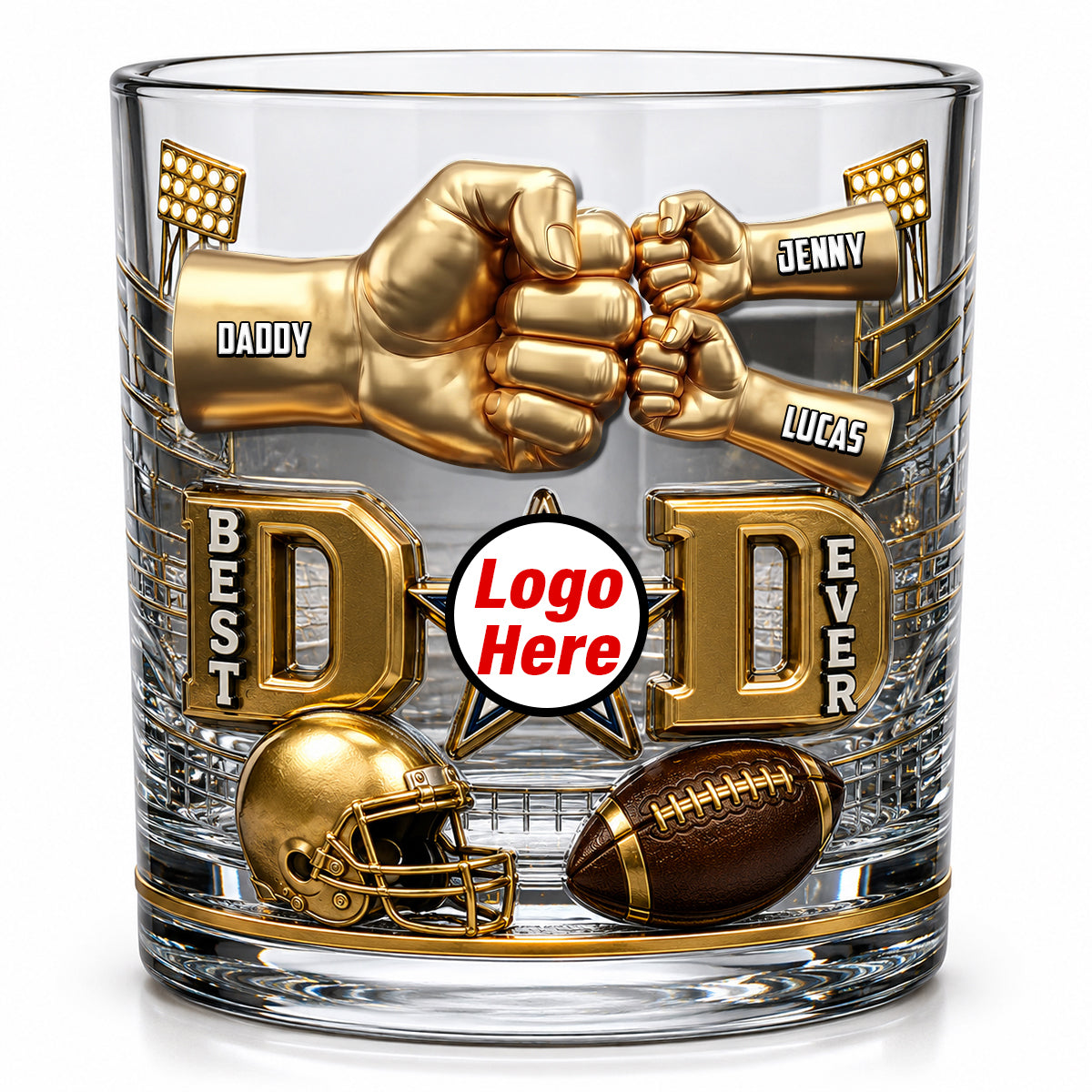 American Sport Dad Round Glass - Personalized Gifts For Dad 03natn190526