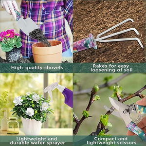 Floral Print Gardening Tool Set – Complete Kit with Shovel, Rake, Scissors & Sprayer 08acxx161224-Homacus