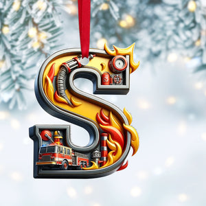 Custom Alphabet Letter Gifts For Fire Truck Lover Christmas Ornament 021xqtn241024-Homacus