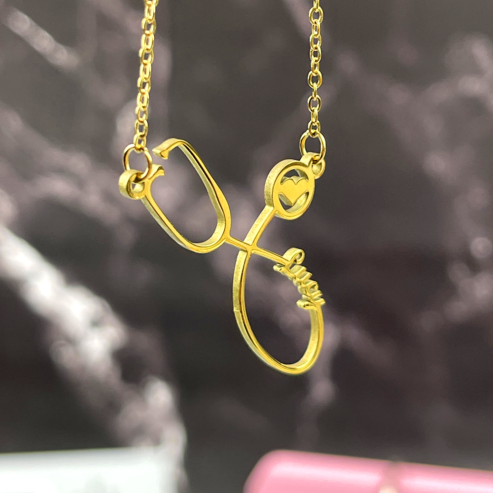 Personalized Name Necklace - Stethoscope Charm 07-Homacus