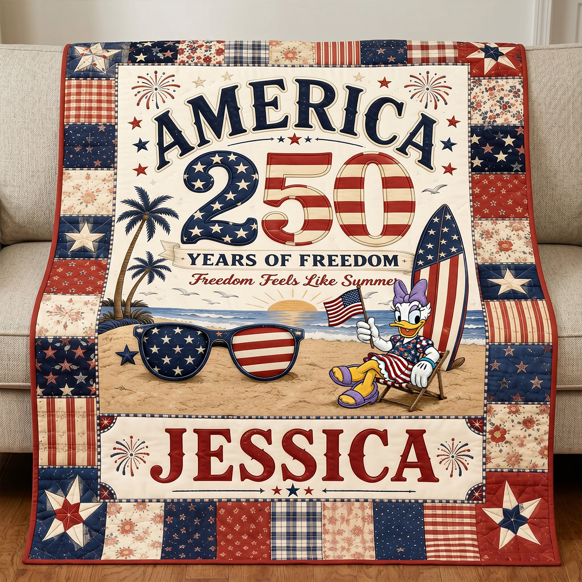 Freedom Feels Like Summer Blanket - Personalized Gifts For Patriots 01PATN040626-Homacus