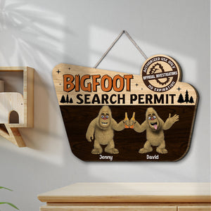 Bigfoot Search Permit, Personalized Custom Shaped Wooden Sign, Gift For Camping Lovers-Homacus