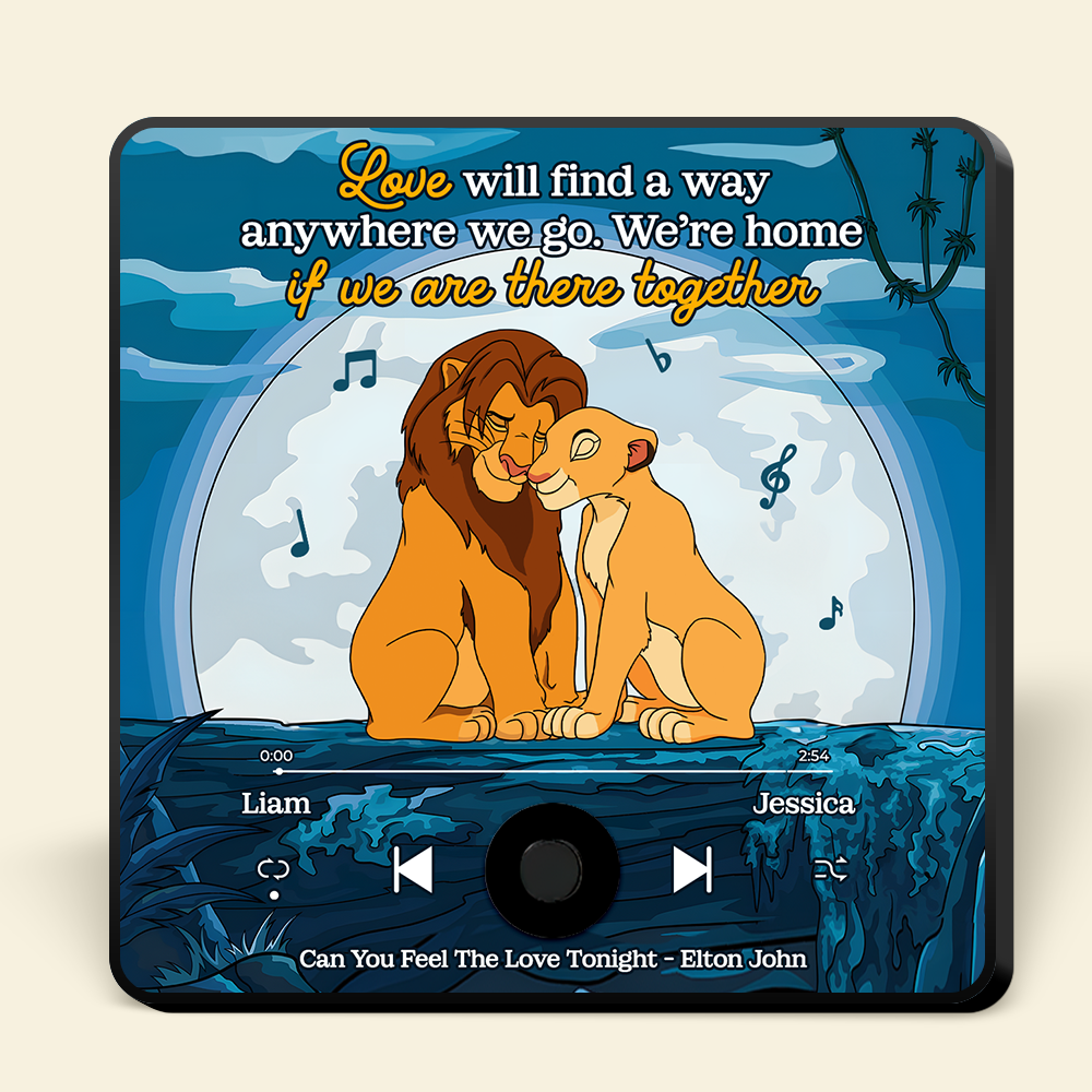 Personalized Gifts For Cartoon Lover Music Fridge Magnet Lion Couple Hugging 02xqpu131224-Homacus