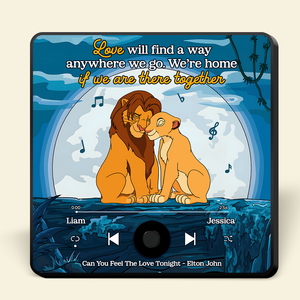 Personalized Gifts For Cartoon Lover Music Fridge Magnet Lion Couple Hugging 02xqpu131224-Homacus