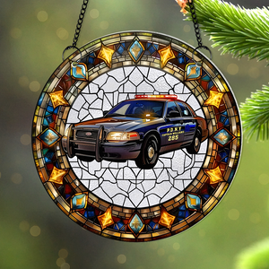 Personalized Christmas Gifts For Police Car Lovers Suncatcher Ornament 78acpu290824-Homacus